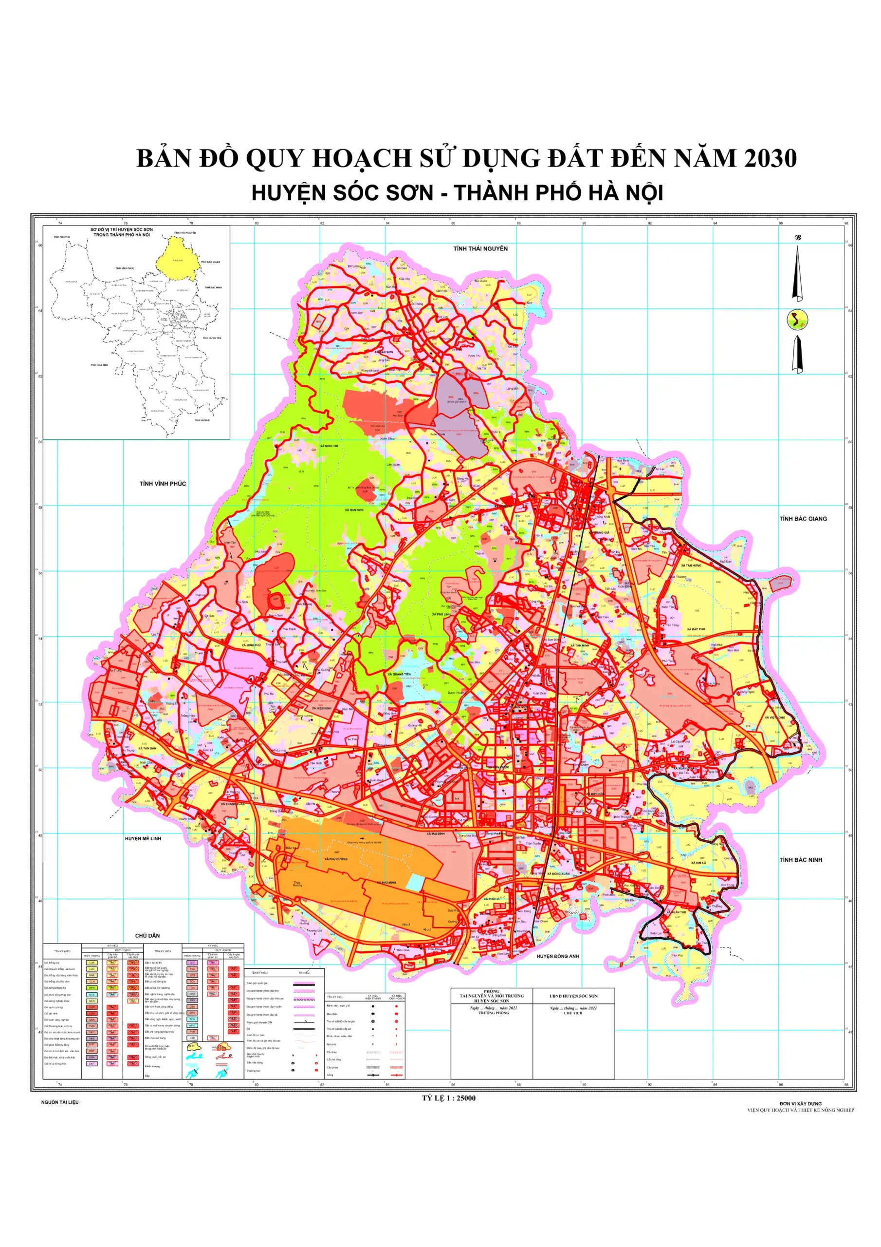 Bản đồ quy hoạch sử dụng đất nền 2030 Huyện Sóc Sơn